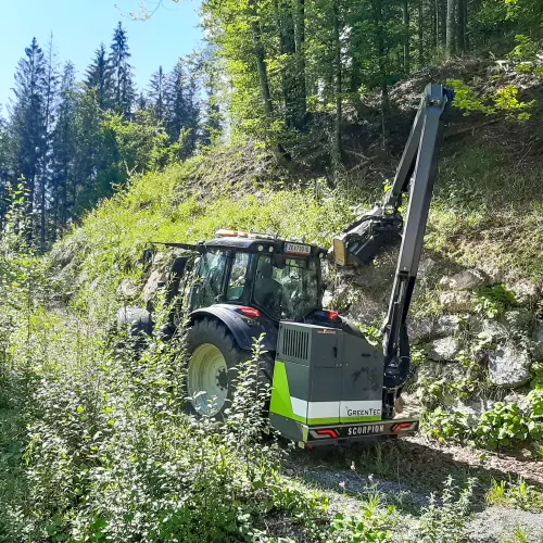 Tondre l'herbe et les arbustes en lisière de forêts