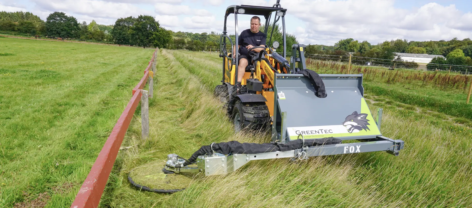 Fence post mower attachment